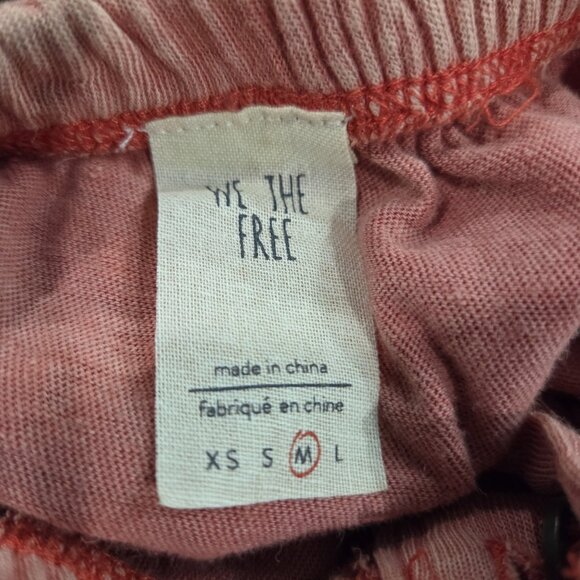 We The Free Off Shoulder Linen Blend Ruffle Hem Blouse Womens Coral Medium NWT - Picture 8 of 10